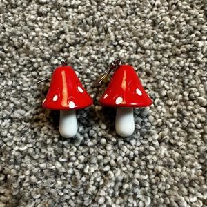 Funky‎ Red Mushroom Earrings In